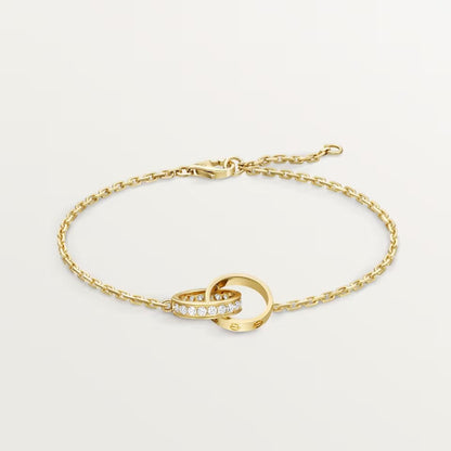 [sparkle Jewelery]LOVE DOUBLE RING HALF DIAMOND BRACELET