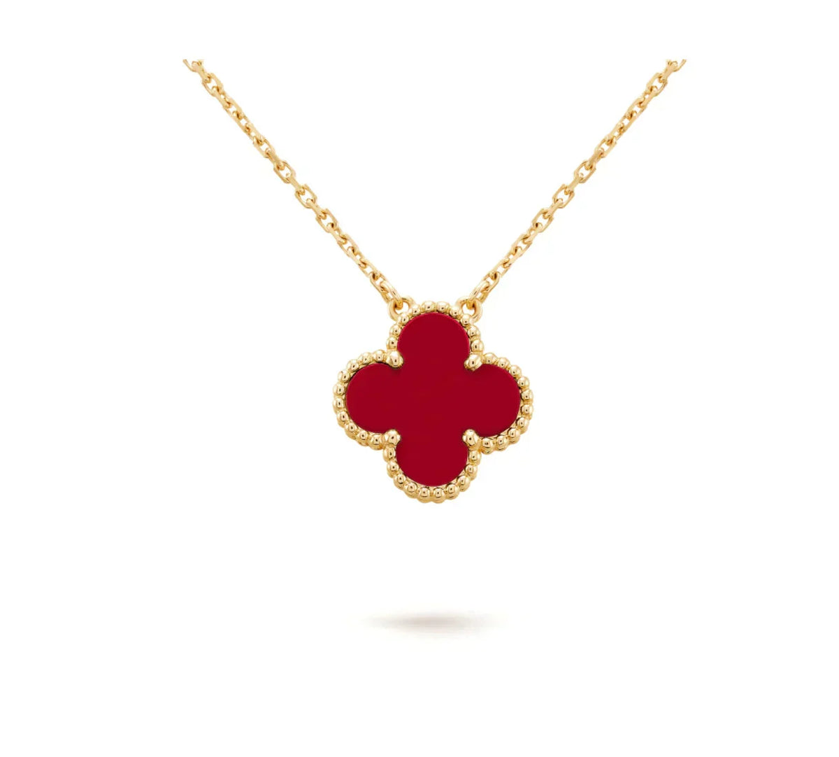 [sparkle Jewelry ]CLOVER 15MM CARNELIAN SINGLE FLOWER NECKLACE