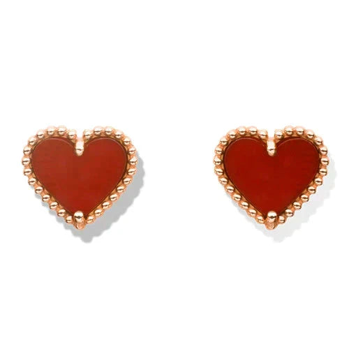 [sparkle Jewelry ]HEART CARNELIAN STUD EARRINGS