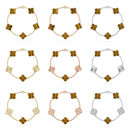 [sparkle Jewelry ] CLOVER 5 MOTIFS TIGER EYE BRACELET COLLECTION