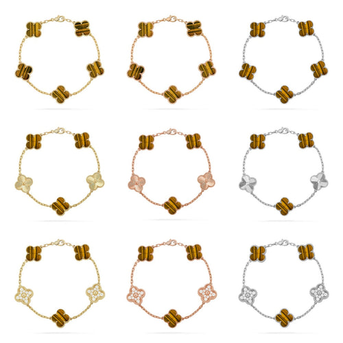 [sparkle Jewelry ] CLOVER 5 MOTIFS TIGER EYE BRACELET COLLECTION