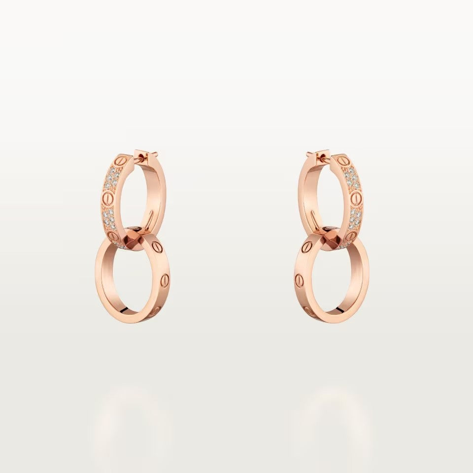 [sparkle Jewelery]LOVE 3.3MM DANGLE HALF DIAMOND EARRINGS