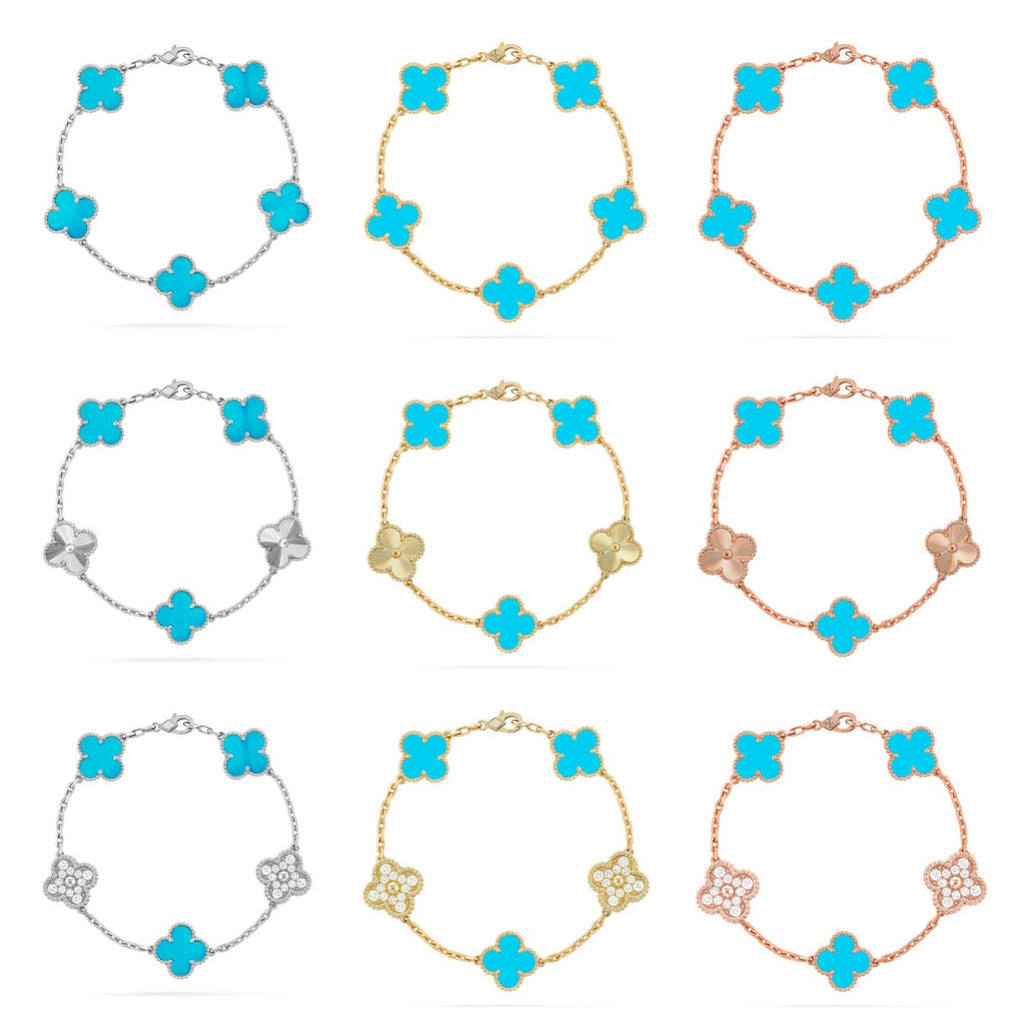 [sparkle Jewelry ] CLOVER 5 MOTIF TURQUOISE BRACELET COLLECTION