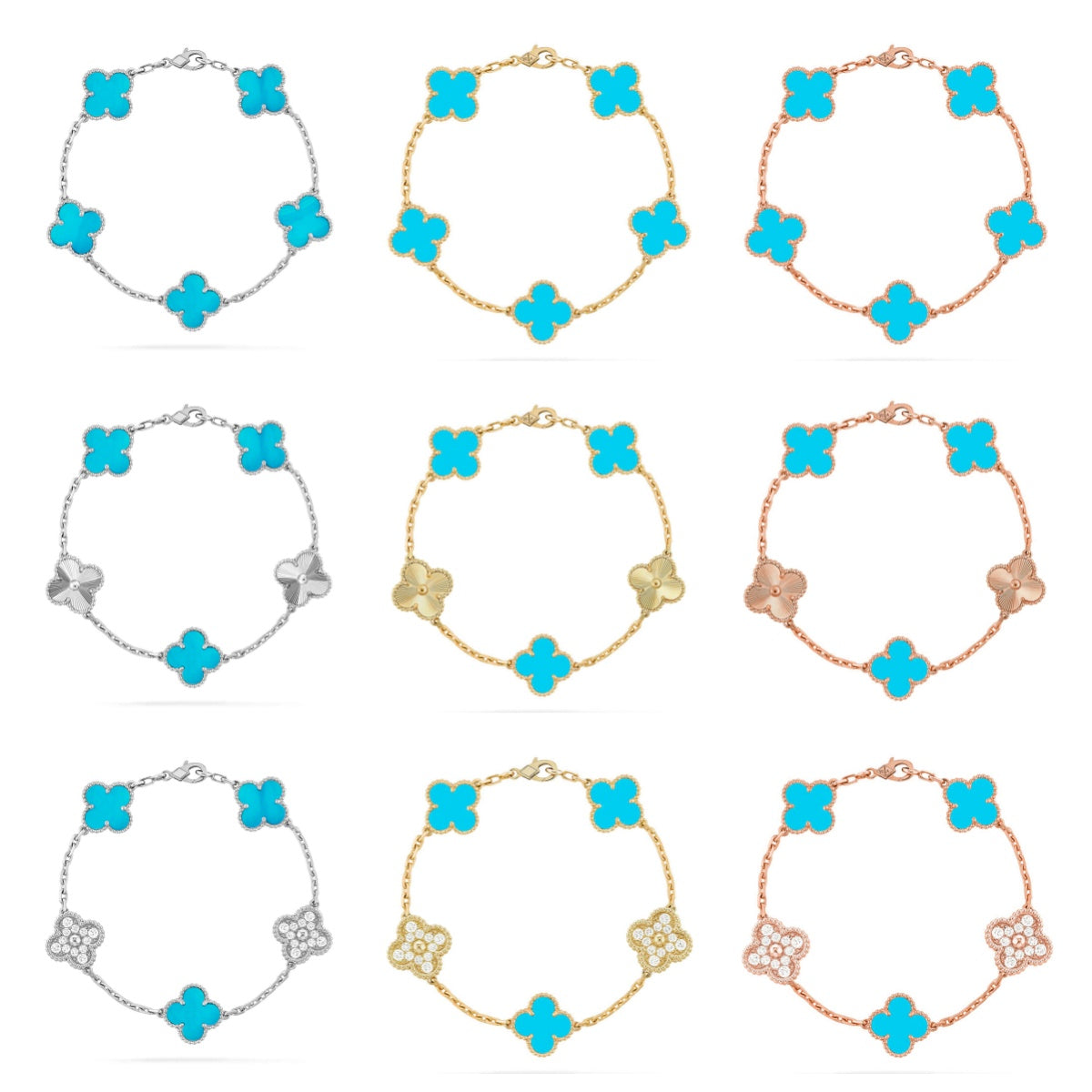 [sparkle Jewelry ] CLOVER 5 MOTIF TURQUOISE BRACELET COLLECTION