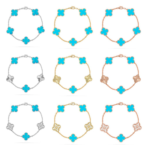 [sparkle Jewelry ] CLOVER 5 MOTIF TURQUOISE BRACELET COLLECTION