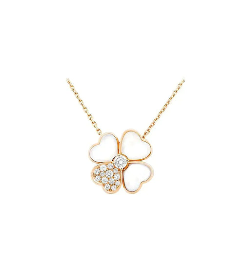 [sparkle Jewelry ]CLOVER MOP DIAMOND ROSE GOLD NECKLACE