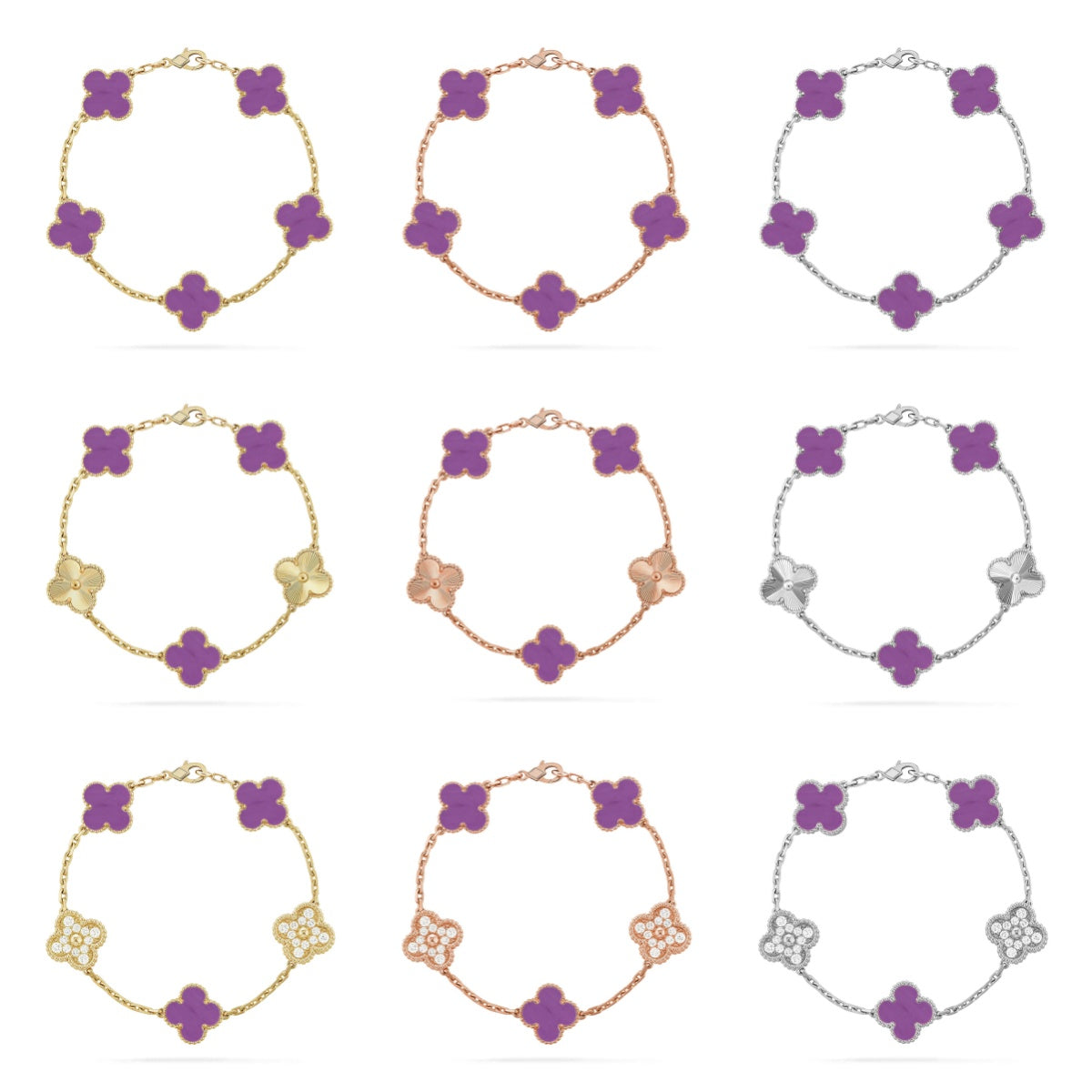 [sparkle Jewelry ] CLOVER 5 MOTIF VIOLET BRACELET COLLECTION