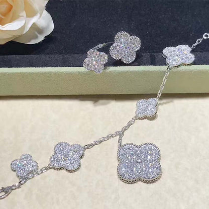 [sparkle Jewelry ]CLOVER 6 MOTIFS SILVER DIAMOND BRACELET