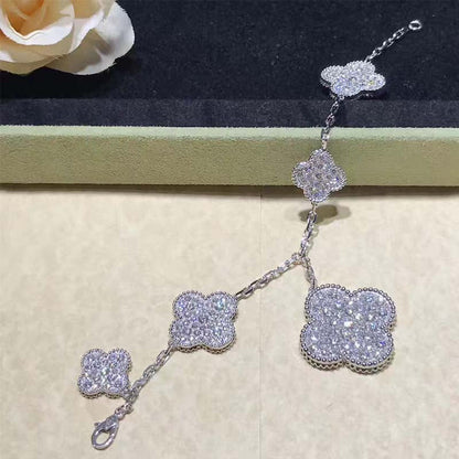 [sparkle Jewelry ]CLOVER 6 MOTIFS SILVER DIAMOND BRACELET
