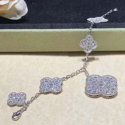 [sparkle Jewelry ]CLOVER 6 MOTIFS SILVER DIAMOND BRACELET