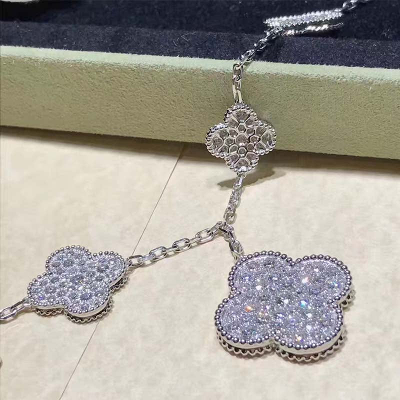 [sparkle Jewelry ]CLOVER 6 MOTIFS SILVER DIAMOND BRACELET
