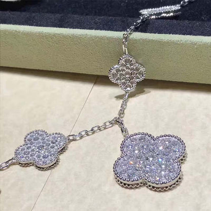 [sparkle Jewelry ]CLOVER 6 MOTIFS SILVER DIAMOND BRACELET