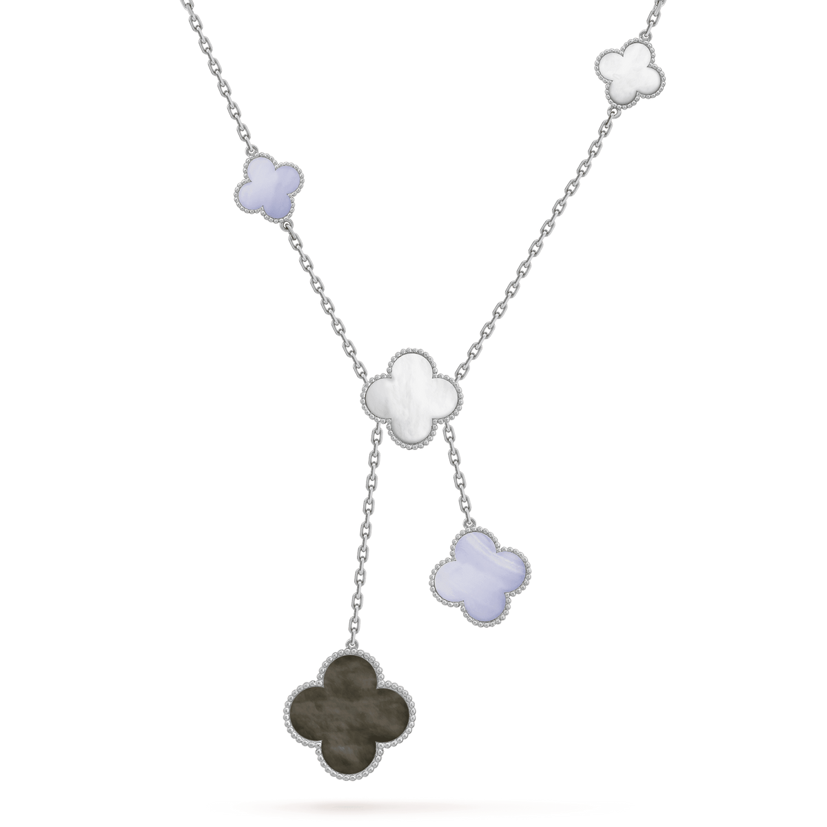[sparkle Jewelry ]CLOVER MOP CHALCEDONY NECKLACE SILVER 6 MOTIF