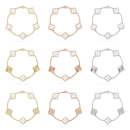 [sparkle Jewelry ]CLOVER WHITE PEARL MOP 5 MOTIF BRACELET COLLECTION