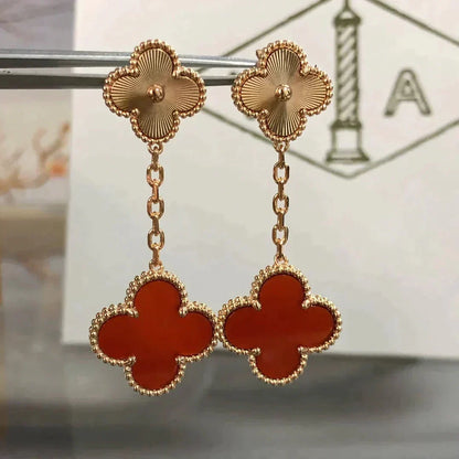 [sparkle Jewelry ]CLOVER 2 MOTIF  LASER CARNELIAN EARRINGS