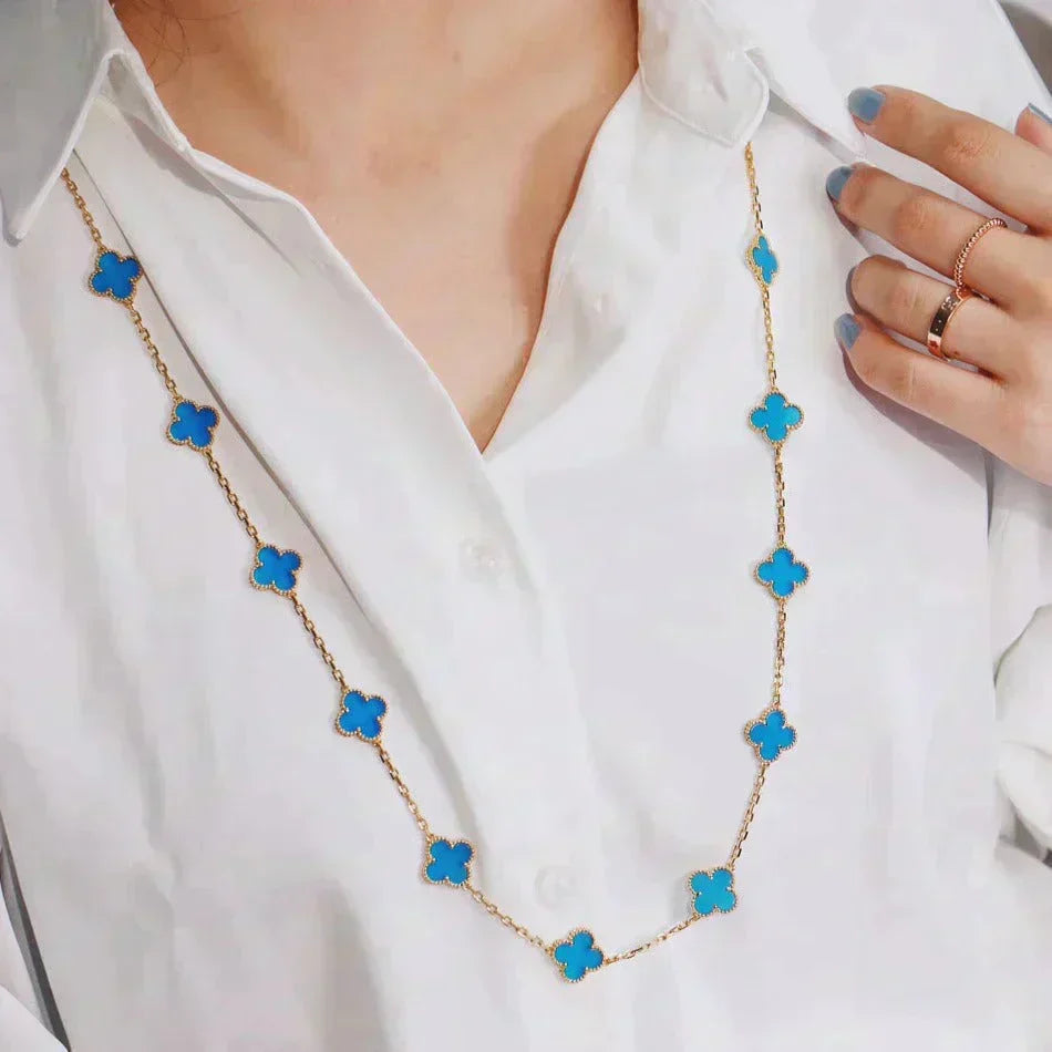 [sparkle Jewelry ]CLOVER 20 MOTIFS BLUE AGATE GOLD