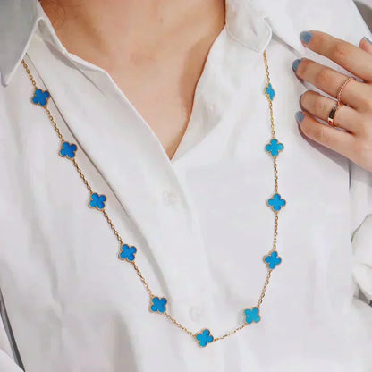 [sparkle Jewelry ]CLOVER 20 MOTIFS BLUE AGATE GOLD