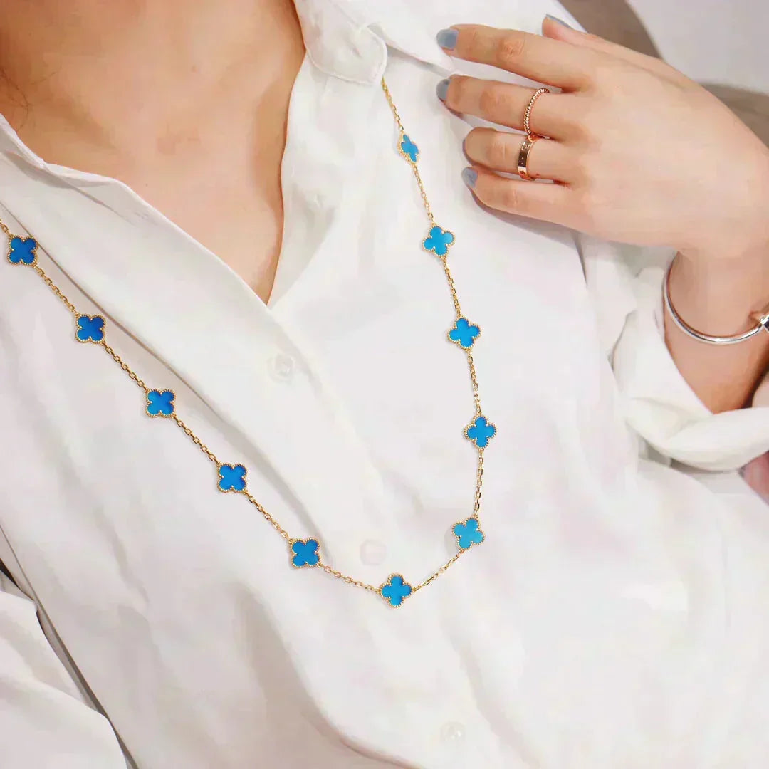 [sparkle Jewelry ]CLOVER 20 MOTIFS BLUE AGATE GOLD