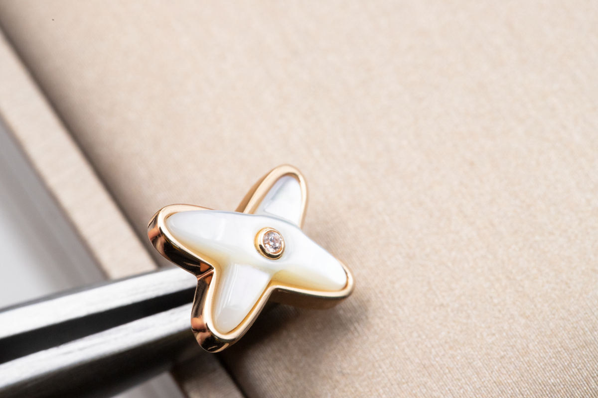 [sparkle Jewelry ]JEUX DE WHITE MOP ROSE GOLD DIAMOND EARRINGS