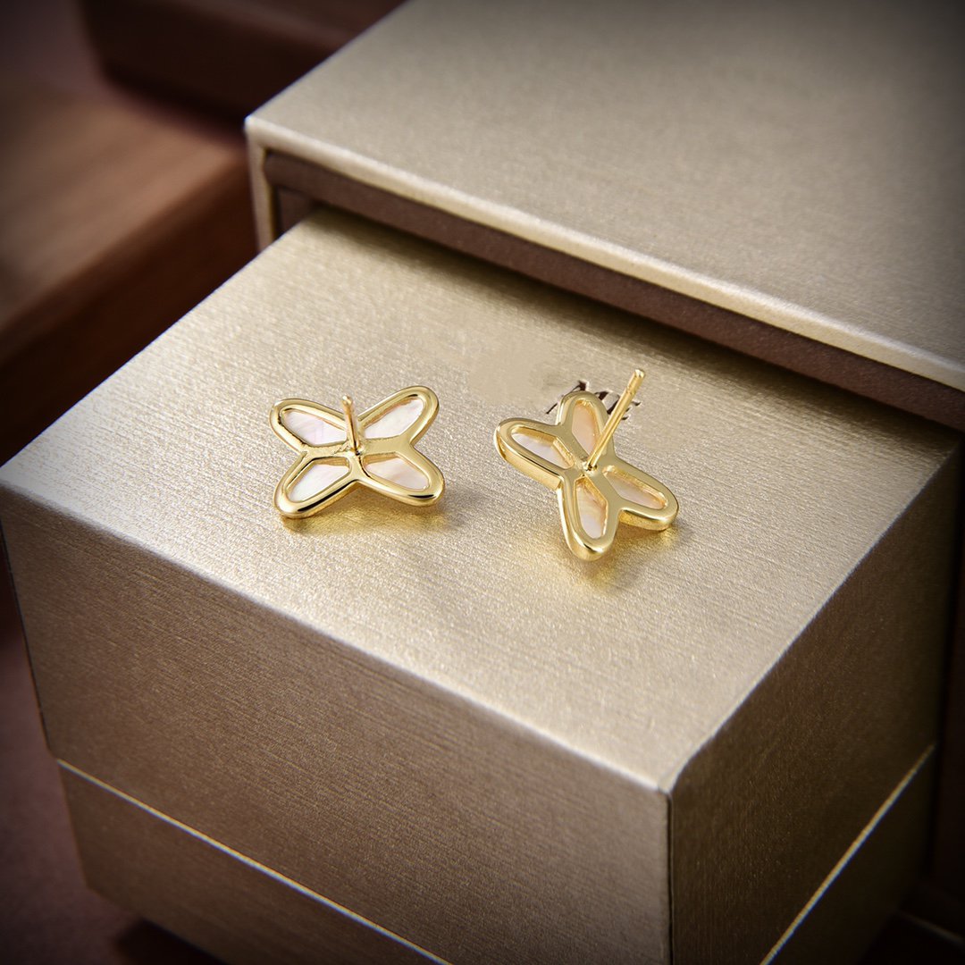 [sparkle Jewelry ]JEUX DE WHITE MOP GOLD DIAMOND EARRINGS