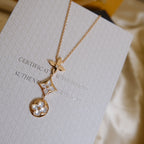 [sparkle Jewelry ]COLOR BLOSSOM LARIAT NECKLACE PINK GOLD WHITE MOTHER PEARL AND DIAMOND