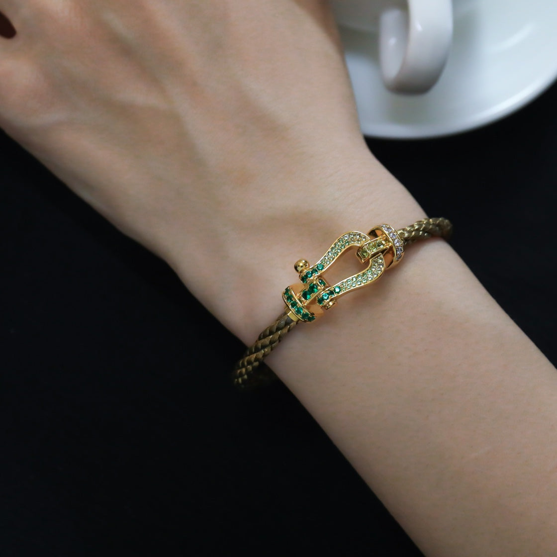 [sparkle Jewelry ]FORCE 10 GOLD GREEN DIAMOND PAVED