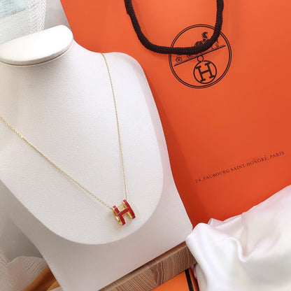 [Sparkle]HM CLIC ROT EMAILLIERTE GOLDHALSKEТTE