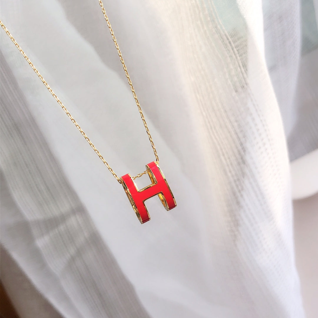 [Sparkle]HM CLIC ROT EMAILLIERTE GOLDHALSKEТTE