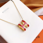 [sparkle Jewelry ]HM CLIC RED ENAMEL GOLD NECKLACE
