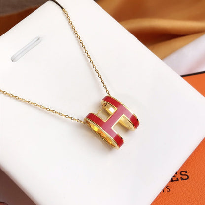 [Sparkle]HM CLIC ROT EMAILLIERTE GOLDHALSKEТTE