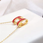 [sparkle Jewelry ]HM CLIC RED ENAMEL GOLD NECKLACE