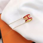 [sparkle Jewelry ]HM CLIC RED ENAMEL GOLD NECKLACE