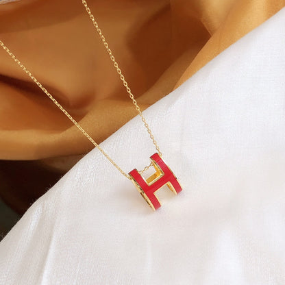 [Sparkle]HM CLIC ROT EMAILLIERTE GOLDHALSKEТTE