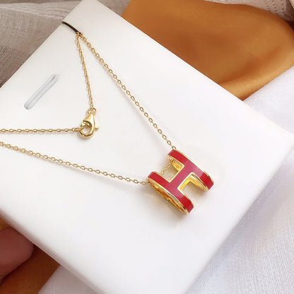 [Sparkle]HM CLIC ROT EMAILLIERTE GOLDHALSKEТTE
