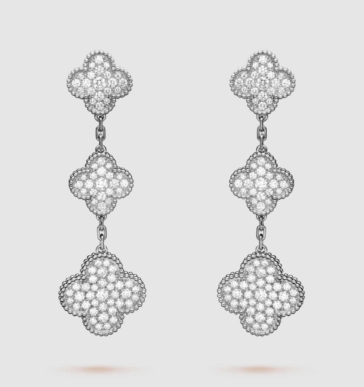 [sparkle Jewelry ]CLOVER 3 MOTIF DIAMOND SILVER DROP EARRINGS