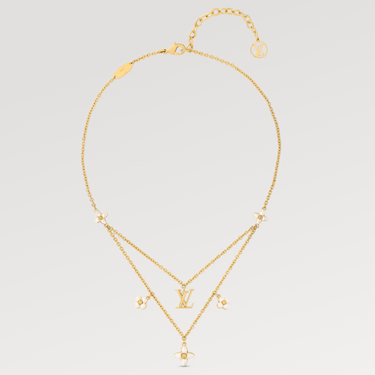 [Sparkle]FLOWERGRAM GOLD MOP DOPPELREIHIGE HALSKETTE