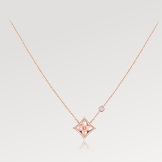 [Sparkle]STAR PINK MOP 1 DIAMANT ROSEGOLD HALSKEΤΤΕ
