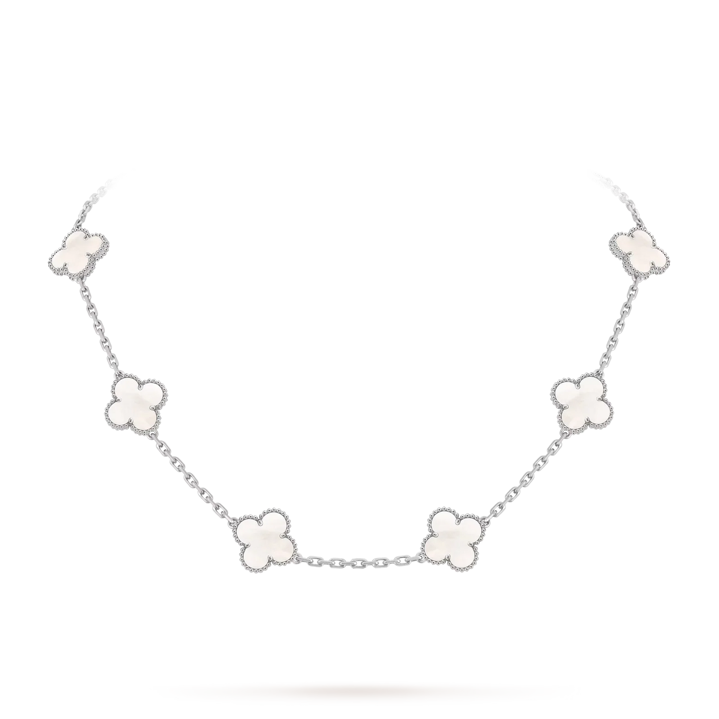 [Sparkle]KLASSISCHE GLÜCKS-KLEEHALSKETTE MIT 10 MOTIVEN WEISSGOLD-KOLLEKTION