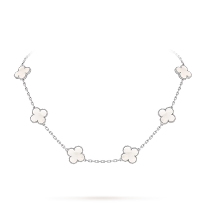 [Sparkle]KLASSISCHE GLÜCKS-KLEEHALSKETTE MIT 10 MOTIVEN WEISSGOLD-KOLLEKTION