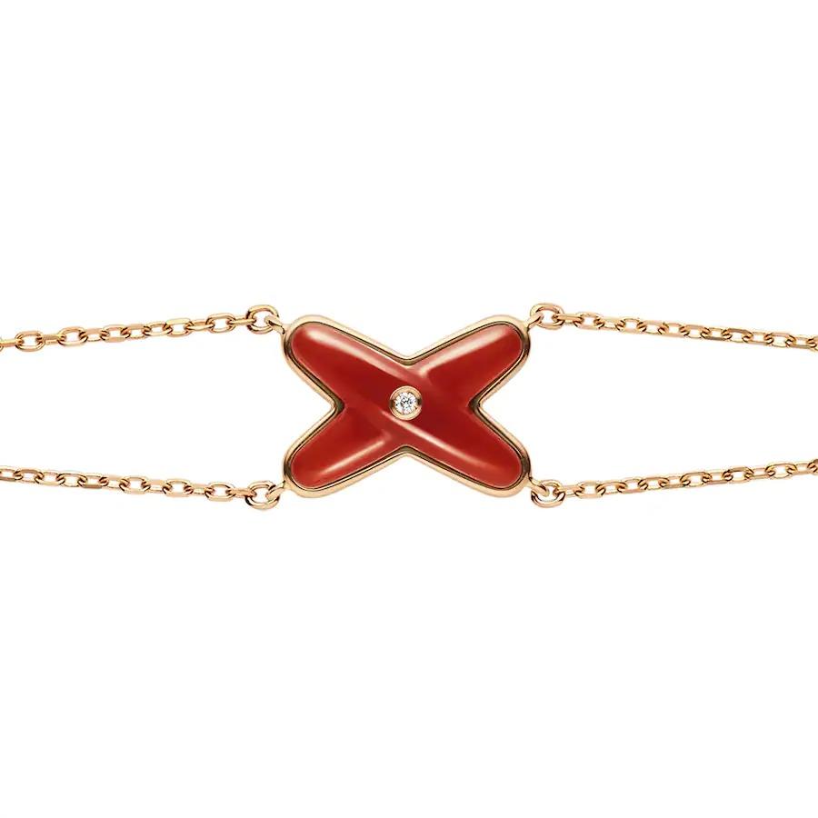 [sparkle Jewelry ]JEUX BRACELET CARNELIAN PINK GOLD 1 DIAMOND