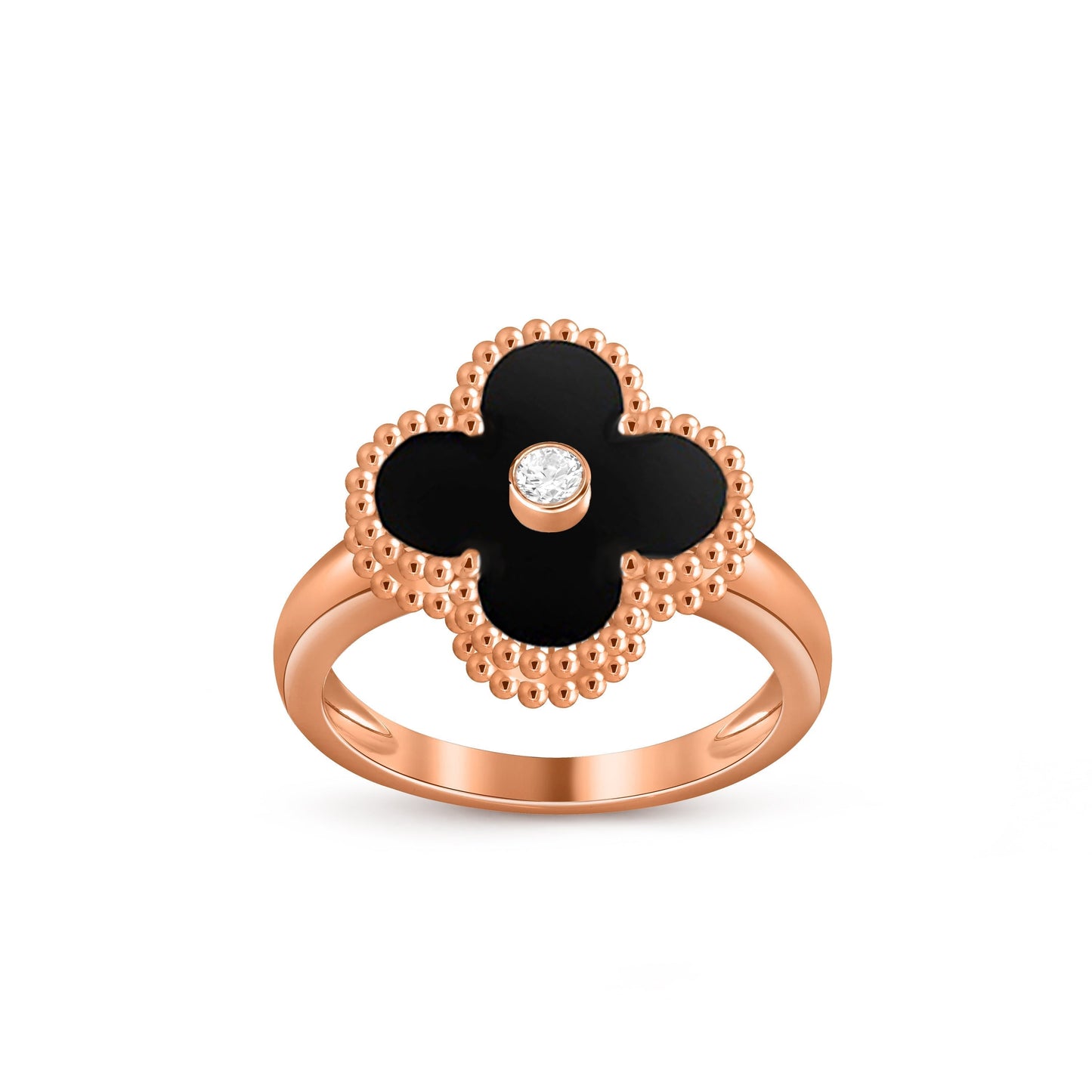 [Sparkle]ラッキー クローバー ダイヤモンドアクセント ローズゴールド リング コレクション