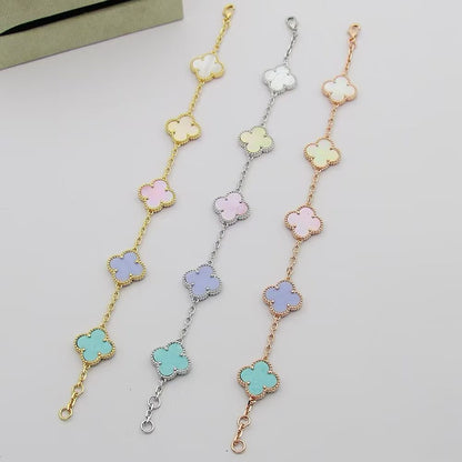 [sparkle Jewellery]Four‑Leaf Clover Summer Colorful Dopamine Bracelet
