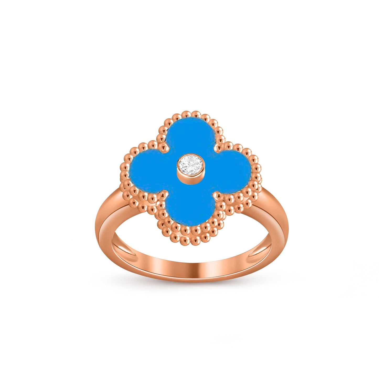 [Sparkle]ラッキー クローバー ダイヤモンドアクセント ローズゴールド リング コレクション