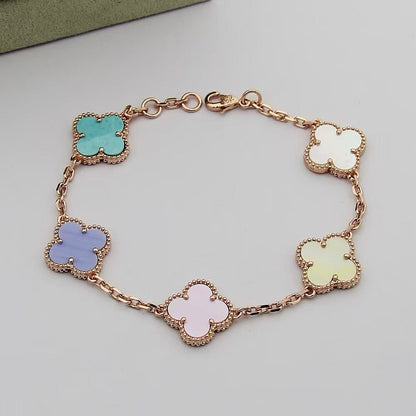 [sparkle Jewellery]Four‑Leaf Clover Summer Colorful Dopamine Bracelet