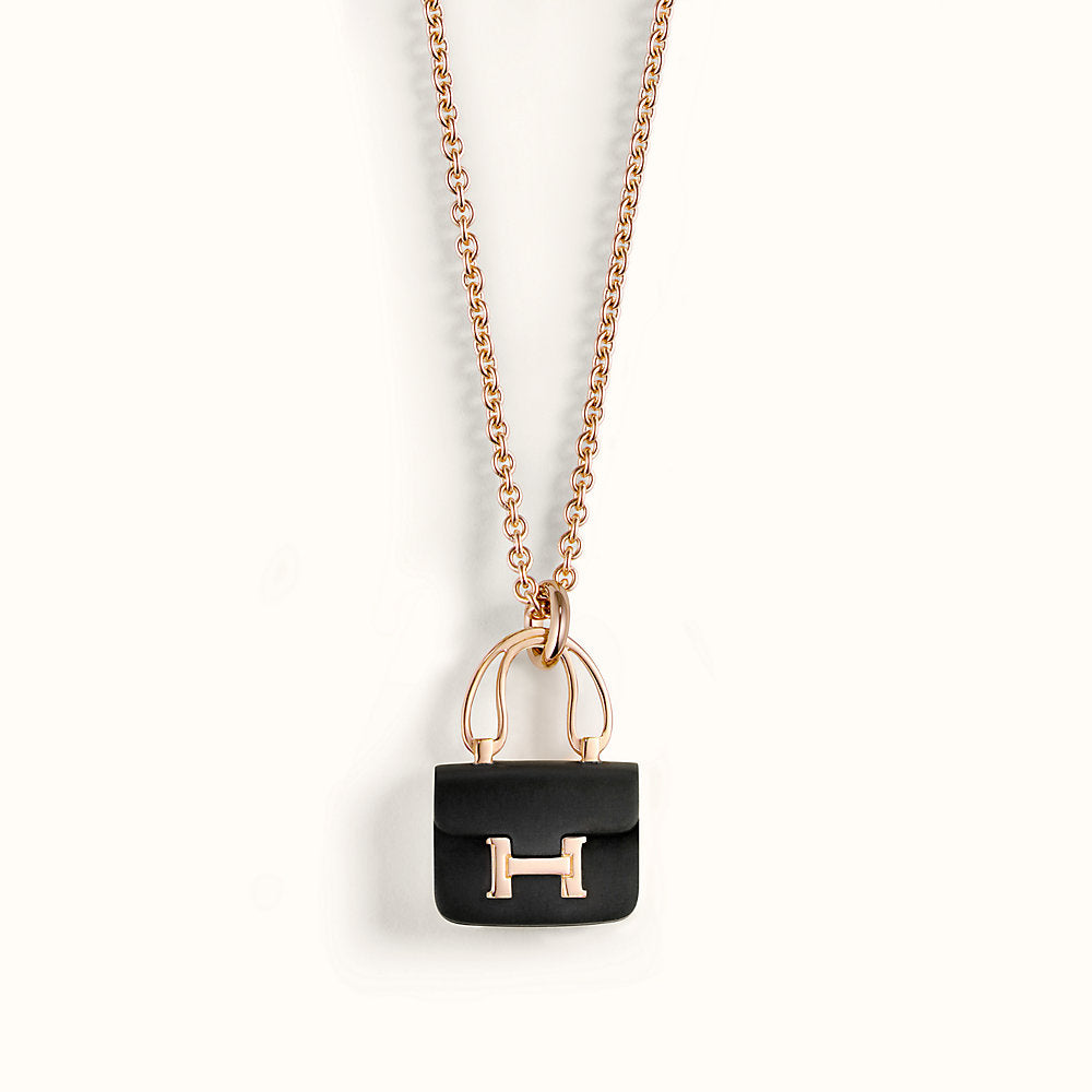 [sparkle Jewelry ]CONSTANCE BLACK PEDANT PINK GOLD NECKLACE