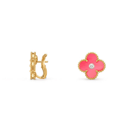 [Sparkle]15MM KLEEBLATT-OHRSTECKER DIAMANT-GOLD-KOLLEKTION