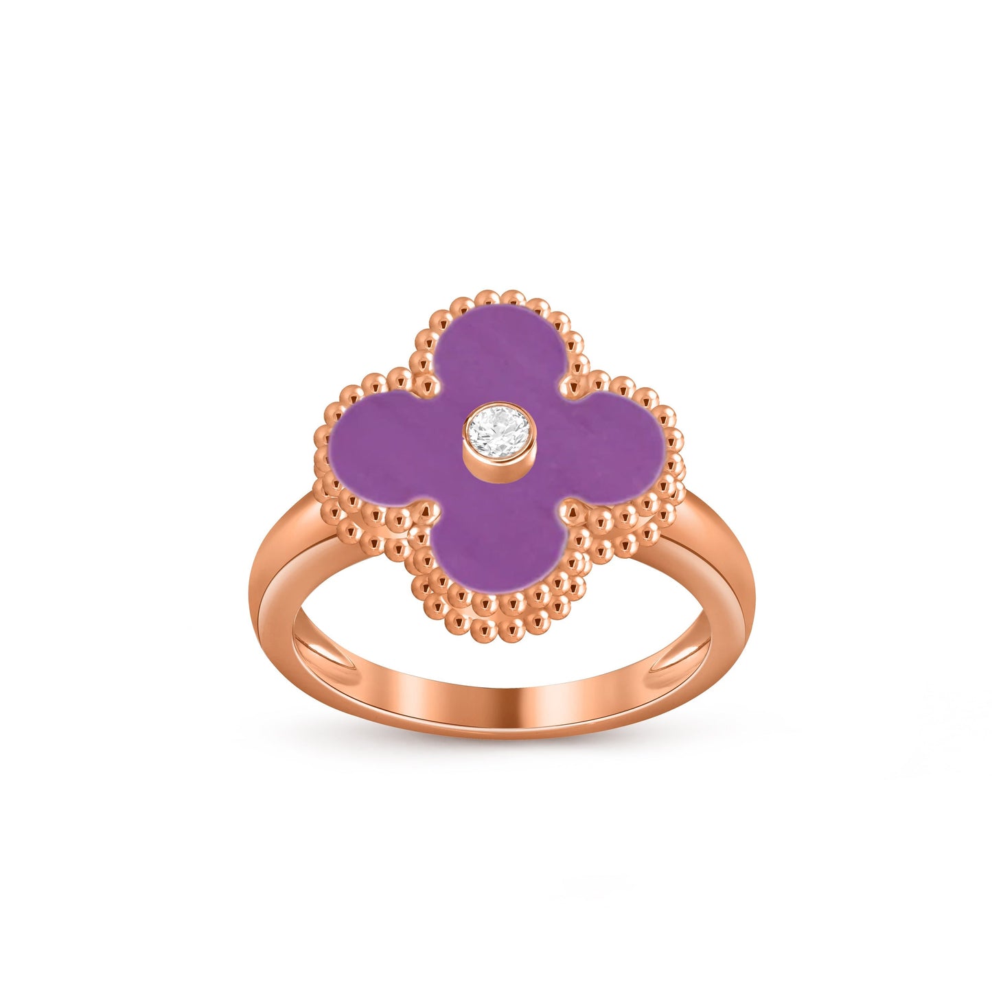 [Sparkle]ラッキー クローバー ダイヤモンドアクセント ローズゴールド リング コレクション