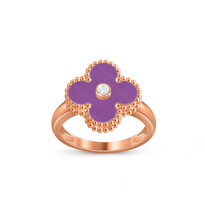 [Sparkle]ラッキー クローバー ダイヤモンドアクセント ローズゴールド リング コレクション