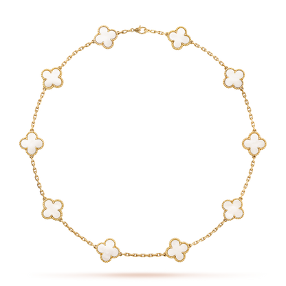 [sparkle Jewelry ]CLOVER 10 MOTIFS WHITE MOTHER OF PEARL NECKLACE