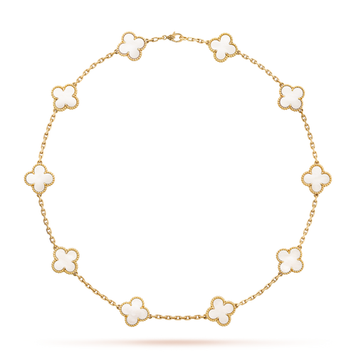 [sparkle Jewelry ]CLOVER 10 MOTIFS WHITE MOTHER OF PEARL NECKLACE